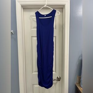 Pink blush maternity blue pencil dress